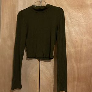 Olive green size medium cropped mock neck long sleeve